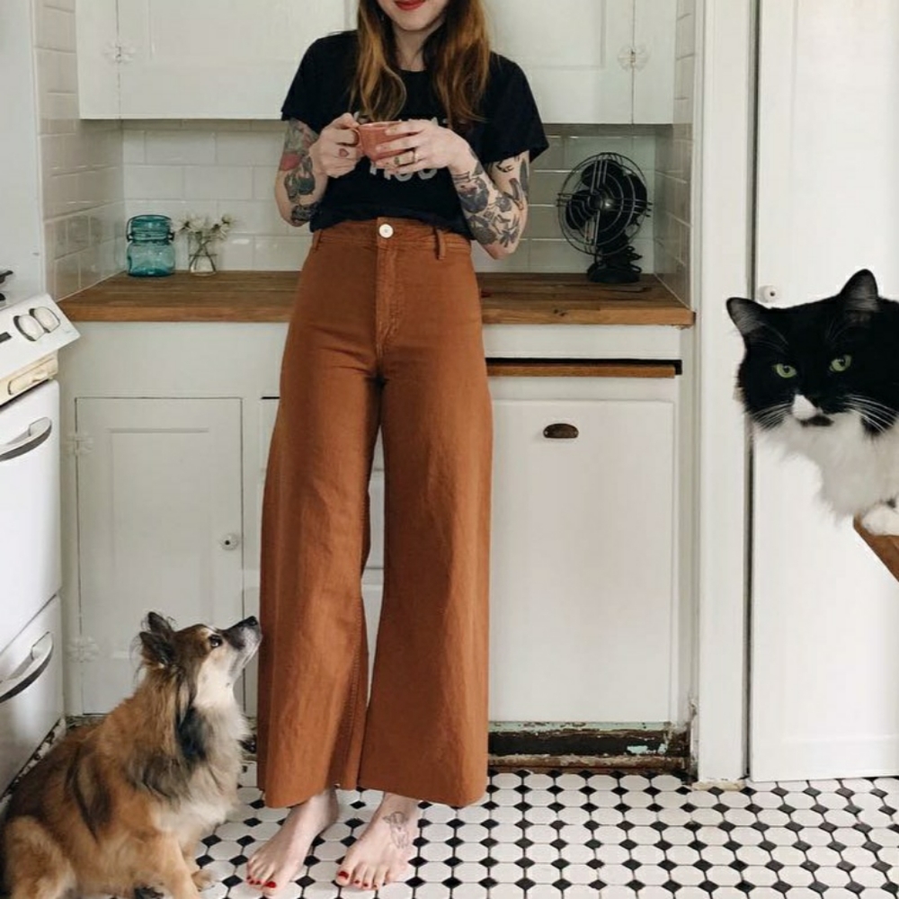 Zara Premium Marine Wide Leg Pants in Tobacco